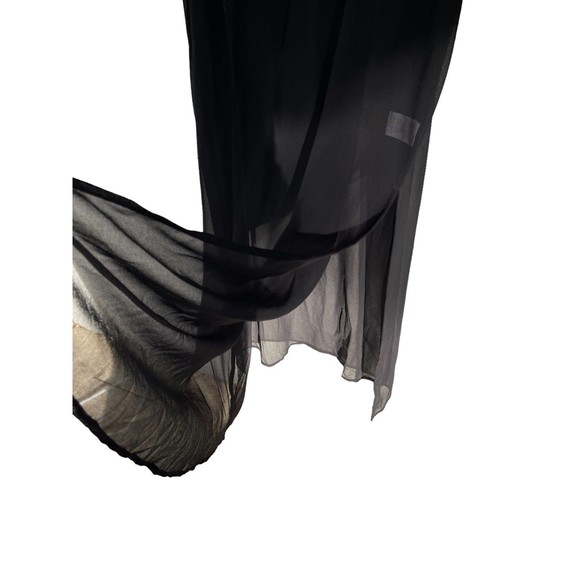 Romans swim coverup black sheer with sequin trim side slit tie waist Large - Picture 6 of 9